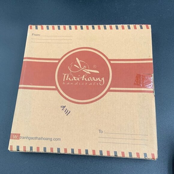 NEW IN BOX Vietnam Hand Crafted Framed Rice Art Wall Hanging 8" x 8" - Picture 5 of 8